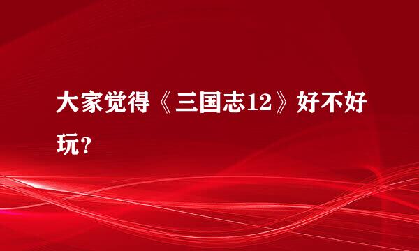 大家觉得《三国志12》好不好玩？