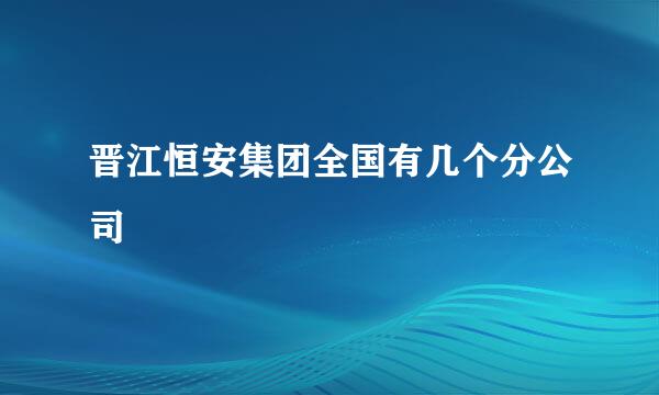 晋江恒安集团全国有几个分公司