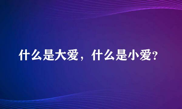 什么是大爱，什么是小爱？