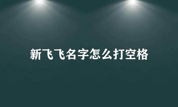 新飞飞名字怎么打空格