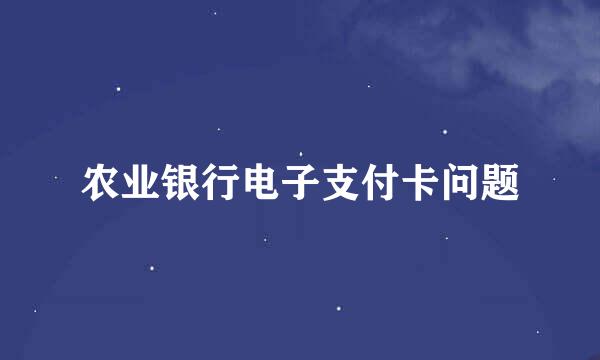 农业银行电子支付卡问题