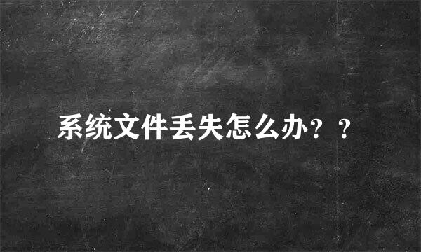 系统文件丢失怎么办？？