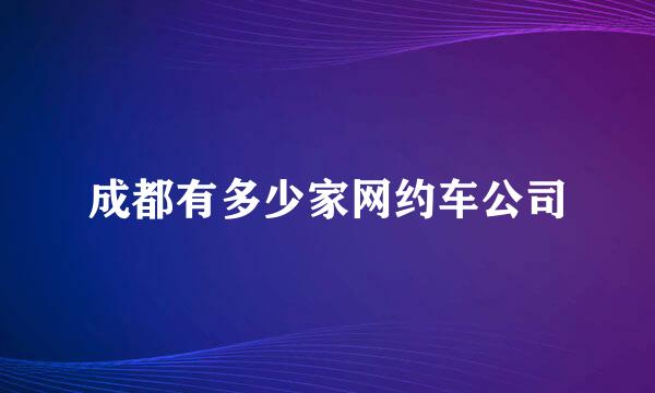 成都有多少家网约车公司