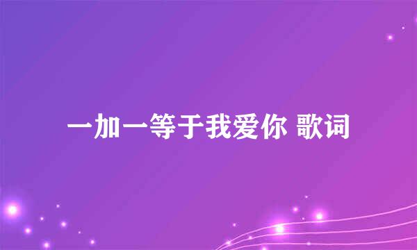 一加一等于我爱你 歌词