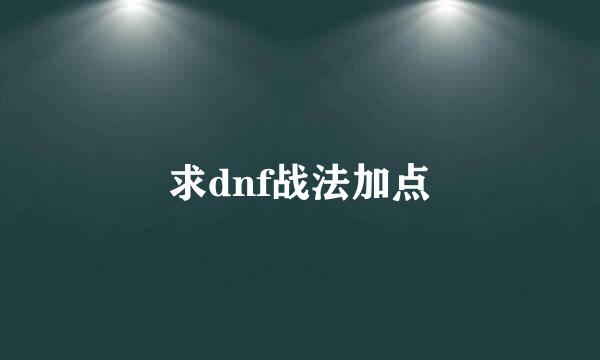 求dnf战法加点