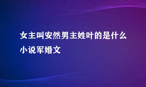 女主叫安然男主姓叶的是什么小说军婚文