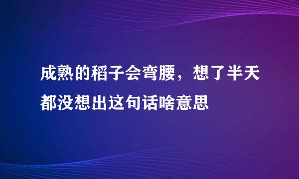 成熟的稻子会弯腰，想了半天都没想出这句话啥意思