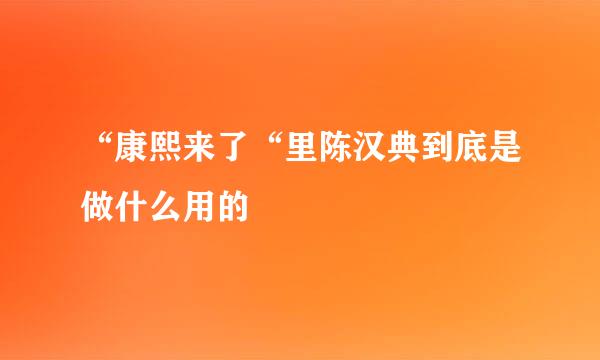 “康熙来了“里陈汉典到底是做什么用的