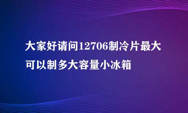 大家好请问12706制冷片最大可以制多大容量小冰箱