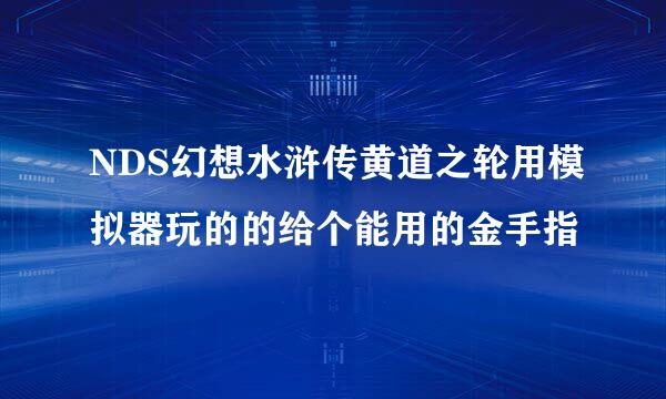 NDS幻想水浒传黄道之轮用模拟器玩的的给个能用的金手指