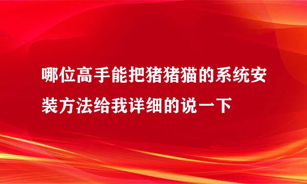 哪位高手能把猪猪猫的系统安装方法给我详细的说一下