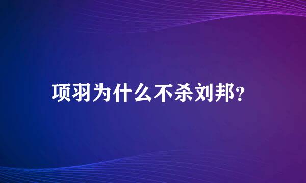 项羽为什么不杀刘邦？