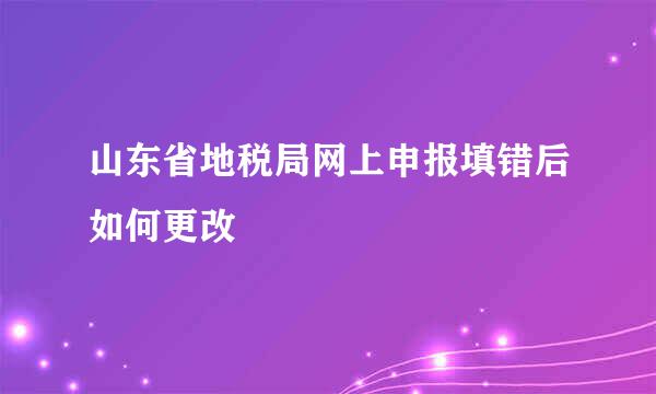 山东省地税局网上申报填错后如何更改