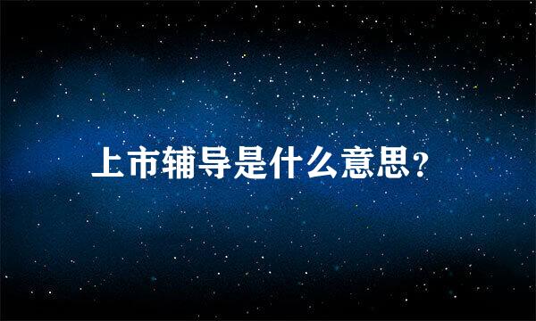 上市辅导是什么意思？