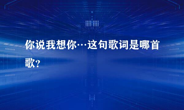 你说我想你…这句歌词是哪首歌？