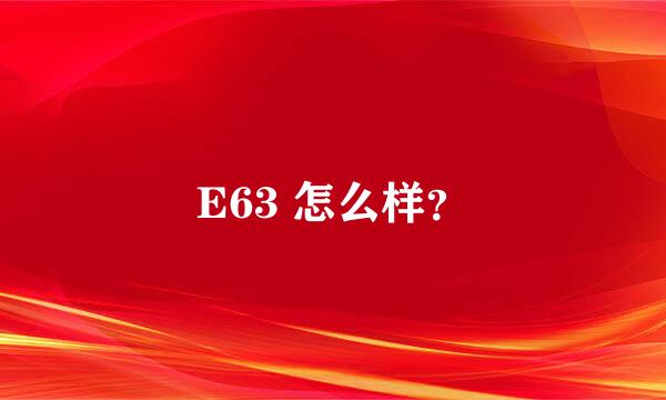 E63 怎么样？