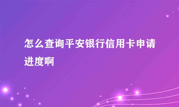 怎么查询平安银行信用卡申请进度啊