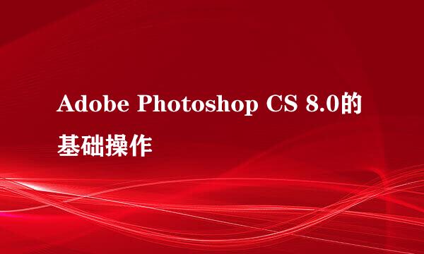 Adobe Photoshop CS 8.0的基础操作