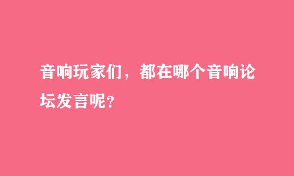 音响玩家们，都在哪个音响论坛发言呢？