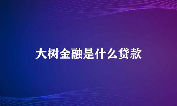 大树金融是什么贷款