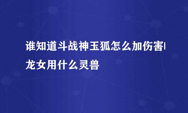 谁知道斗战神玉狐怎么加伤害|龙女用什么灵兽