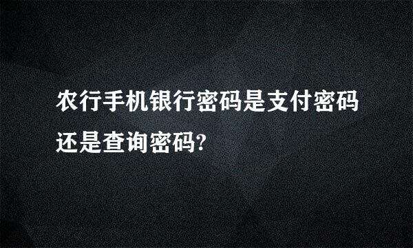 农行手机银行密码是支付密码还是查询密码?