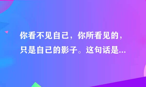 你看不见自己，你所看见的，只是自己的影子。这句话是什么意思？