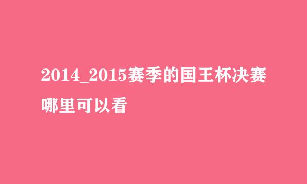 2014_2015赛季的国王杯决赛哪里可以看