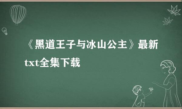 《黑道王子与冰山公主》最新txt全集下载