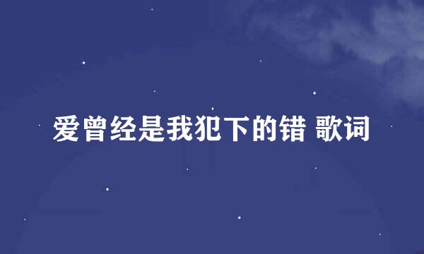 爱曾经是我犯下的错 歌词