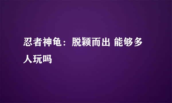 忍者神龟：脱颖而出 能够多人玩吗