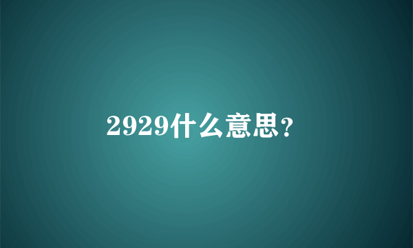 2929什么意思？