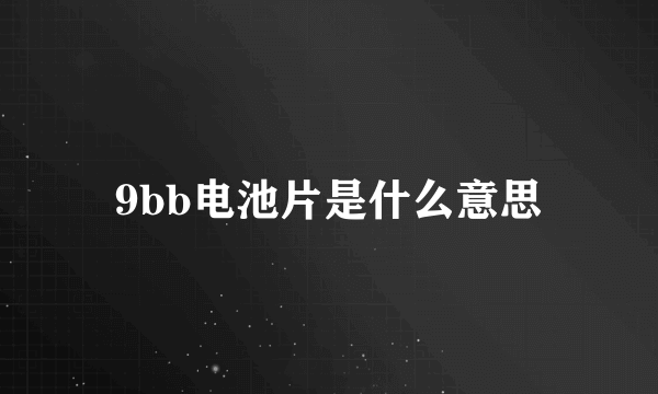 9bb电池片是什么意思