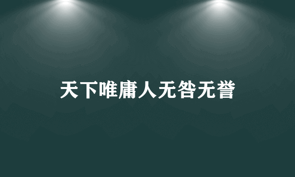 天下唯庸人无咎无誉