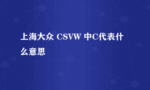 上海大众 CSVW 中C代表什么意思