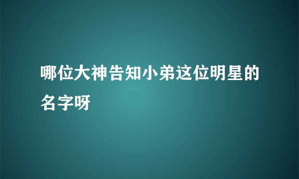 哪位大神告知小弟这位明星的名字呀