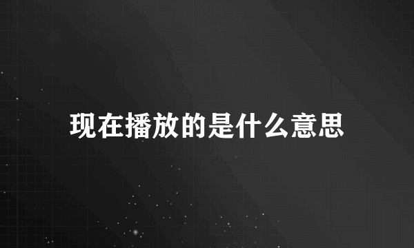 现在播放的是什么意思