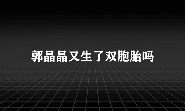 郭晶晶又生了双胞胎吗