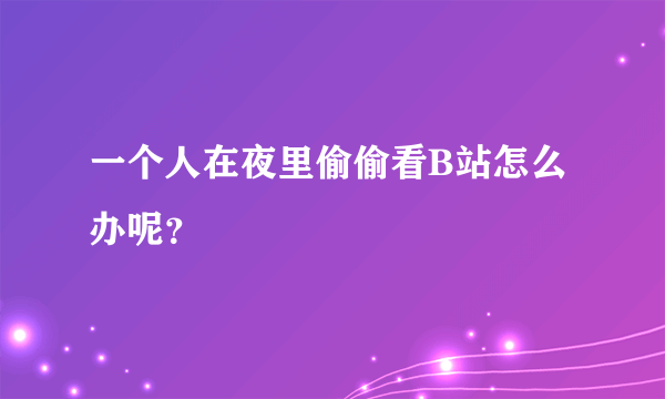 一个人在夜里偷偷看B站怎么办呢？