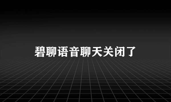 碧聊语音聊天关闭了