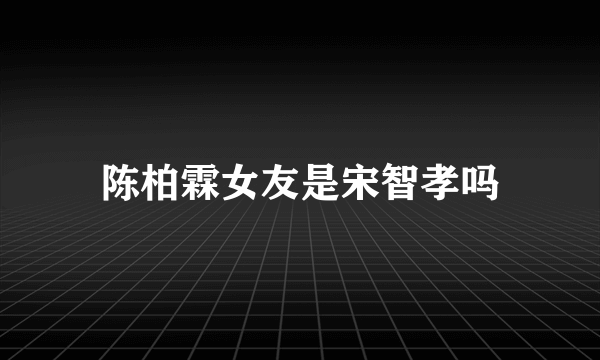 陈柏霖女友是宋智孝吗