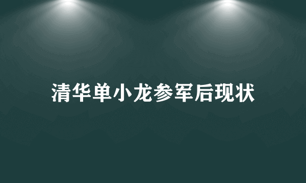 清华单小龙参军后现状