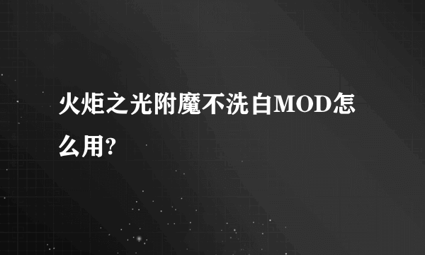 火炬之光附魔不洗白MOD怎么用?