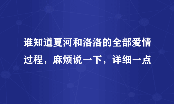 谁知道夏河和洛洛的全部爱情过程，麻烦说一下，详细一点