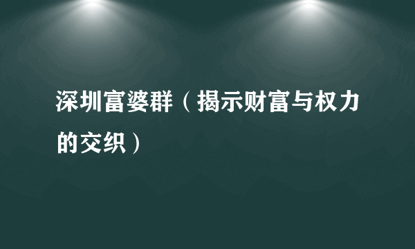 深圳富婆群（揭示财富与权力的交织）