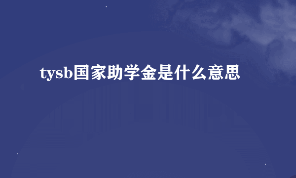 tysb国家助学金是什么意思