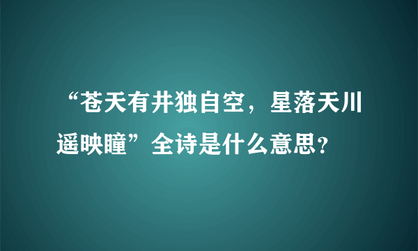 “苍天有井独自空，星落天川遥映瞳”全诗是什么意思？