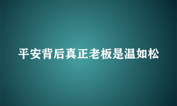 平安背后真正老板是温如松