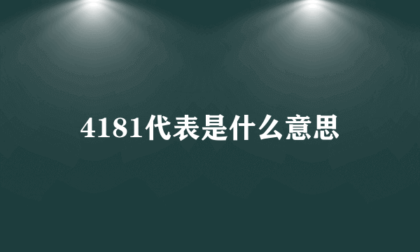 4181代表是什么意思