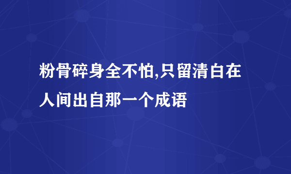 粉骨碎身全不怕,只留清白在人间出自那一个成语